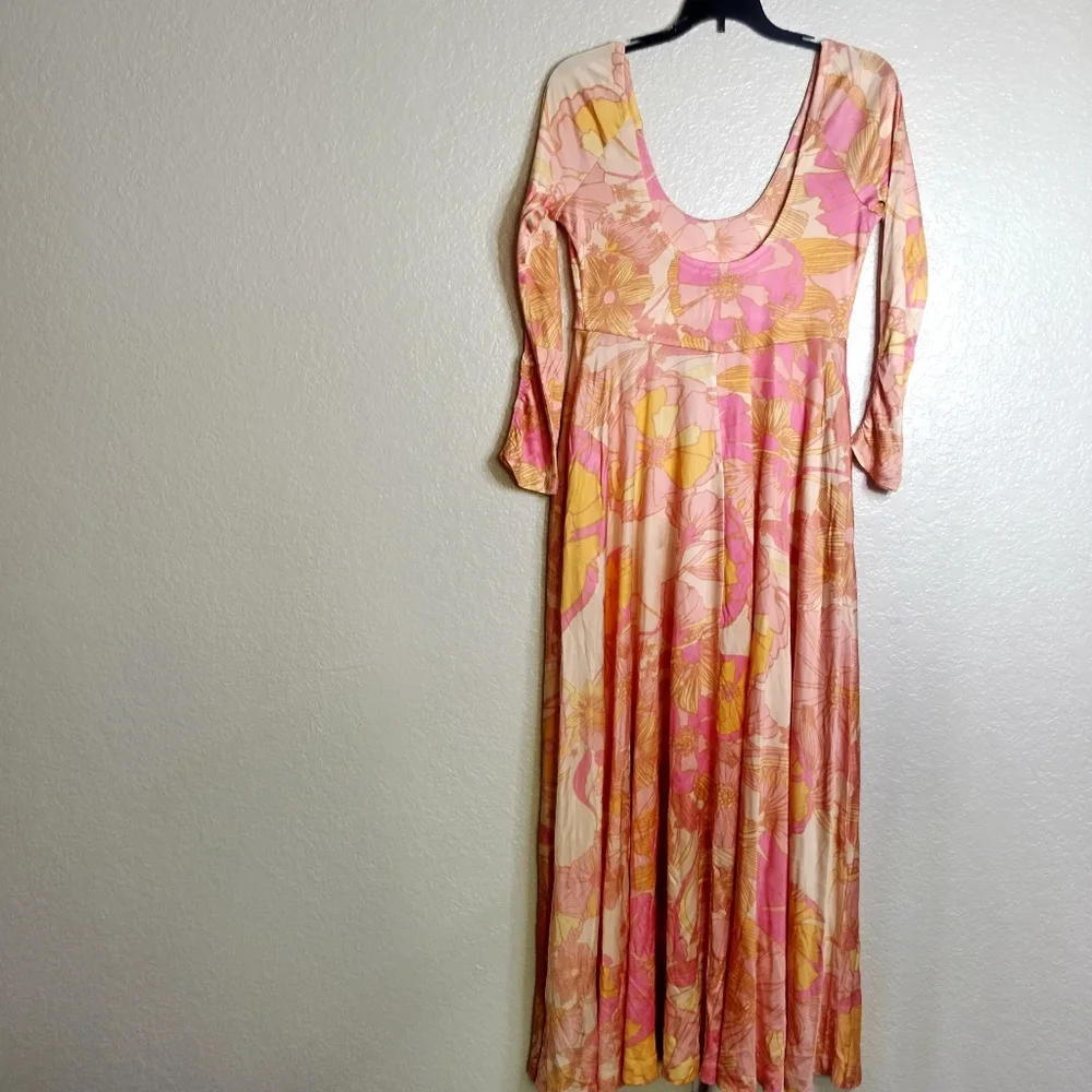 NWT Free People Women's First Date Floral Scoop Neck Maxi Dress Sz S